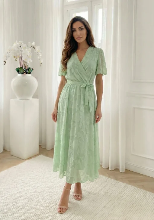 rochie-midi-eleganta-verde-menta-cu-textura-florala