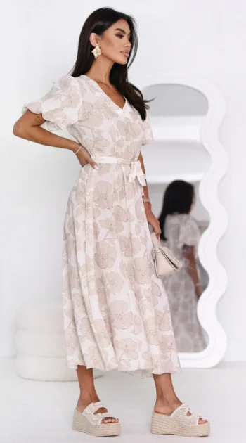 rochie-midi-florala-alb-bej
