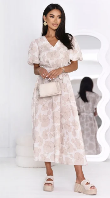 rochie-midi-florala-alb-bej
