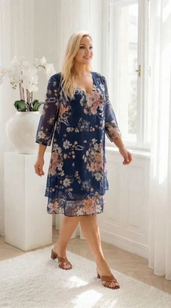 rochie-midi-fluida-cu-imprimeu-floral-pe-fond-bleumarin