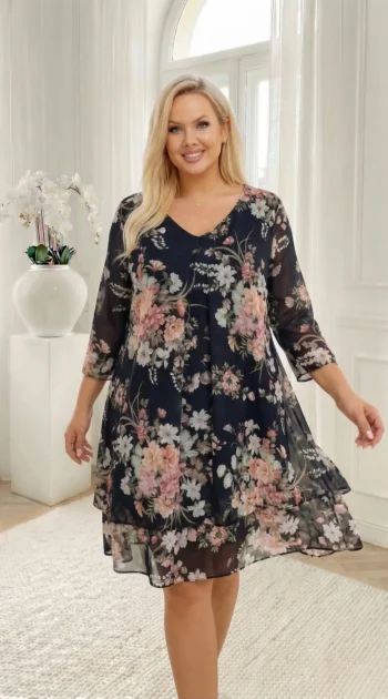 rochie-midi-fluida-cu-imprimeu-floral-pe-fond-negru