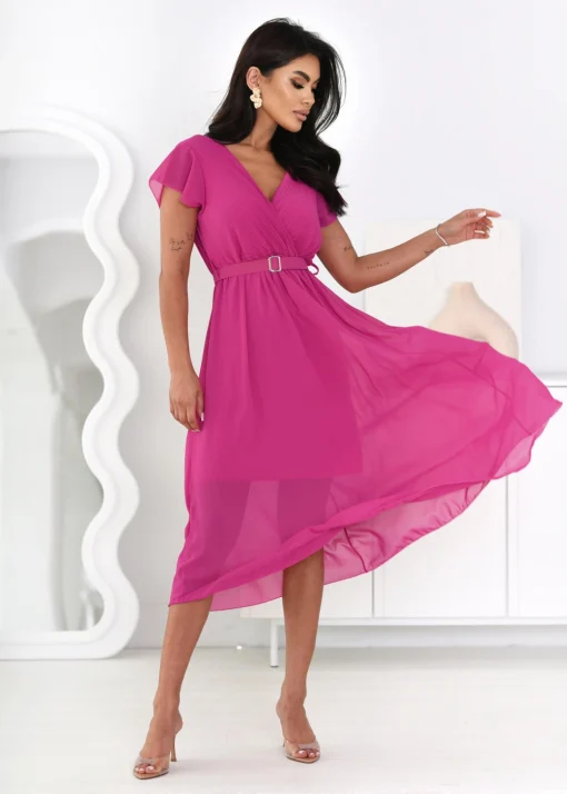 rochie-midi-fucsia-cu-decolteu-petrecut-si-curea-in-talie