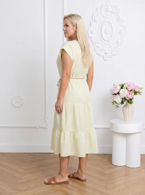 rochie-midi-galben-pai-in-dungi-fine-cu-volane-si-cordon-subtire-impletit