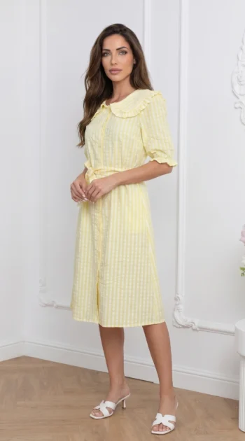 rochie-midi-galbena-din-vascoza-cu-guler-cu-volane