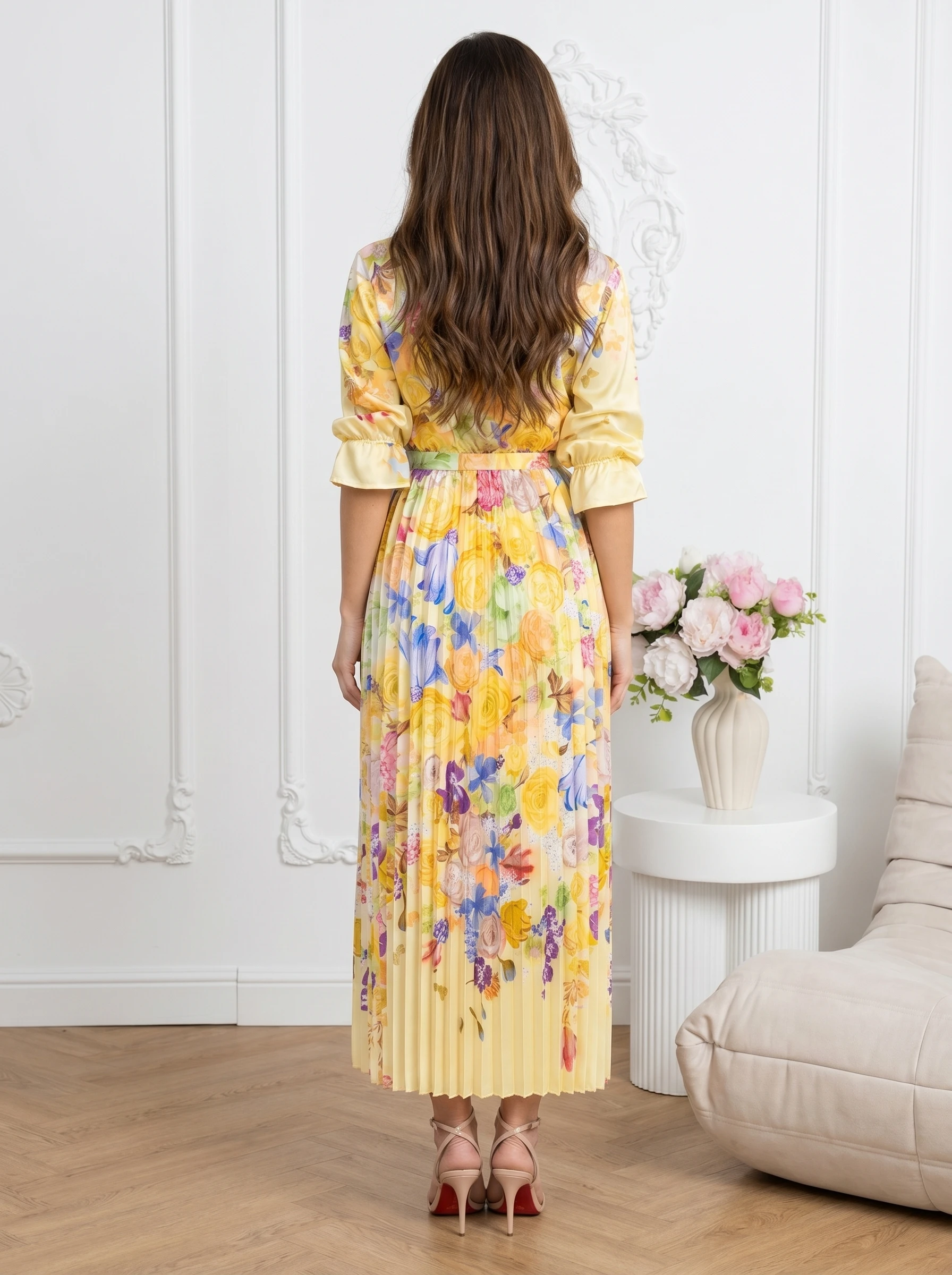Rochie eleganta galbena plisata ... - imagine 5
