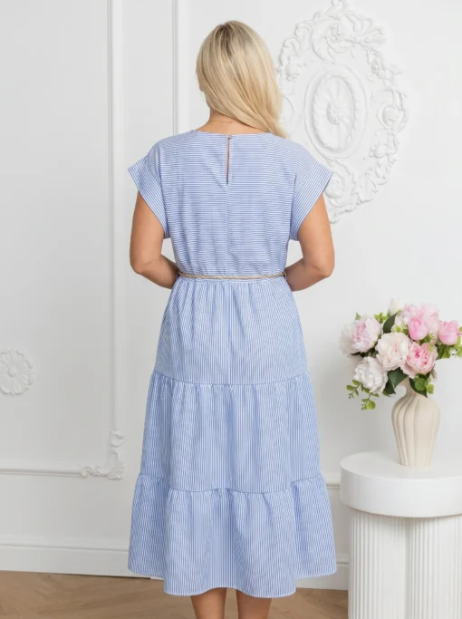 rochie-midi-in-dungi-alb-bleu-cu-volane-si-cordon-subtire-impletit