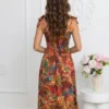 rochie-midi-maro-cu-imprimeu-floral-bogat-si-bretele-cu-funda