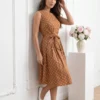 rochie-midi-maro-din-bumbac-cu-buline-si-cordon-in-talie
