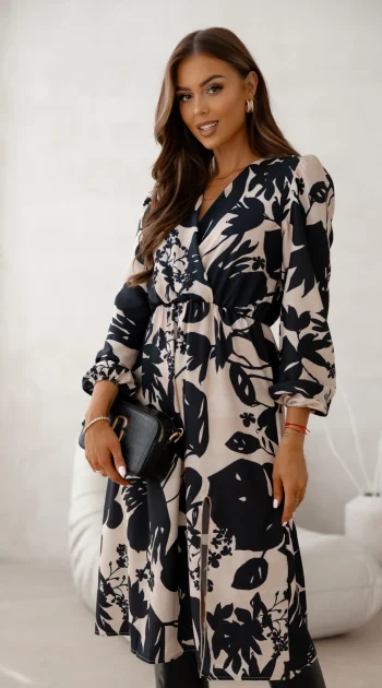 rochie-midi-neagra-cu-imprimeu-geometric-si-maneci-lungi-copiaza