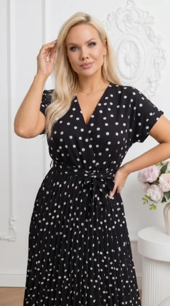 rochie-midi-neagra-din-vascoza-cu-buline-si-decolteu-petrecut