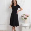 rochie-midi-neagra-eleganta-in-clos-cu-curea-asortata
