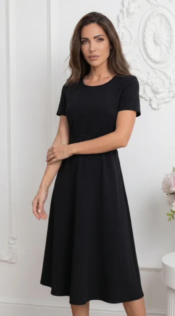 rochie-midi-neagra-eleganta-in-clos-cu-curea-asortata
