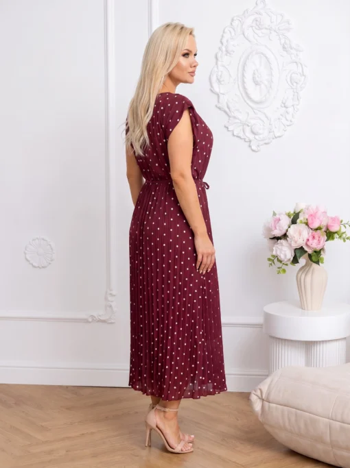rochie-midi-plisata-cu-buline-si-cordon-subtire-in-talie