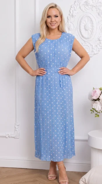 rochie-midi-plisata-cu-buline-si-cordon-subtire-in-talie