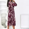 rochie-midi-plisata-eleganta-cu-imprimeu-floral-burgundy-si-curea-in-talie