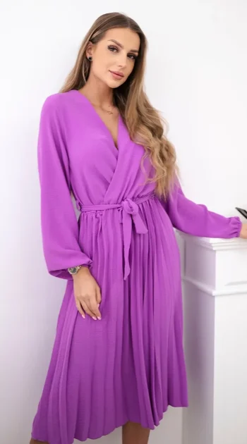 rochie-midi-plisata-mov-cu-cordon-in-talie