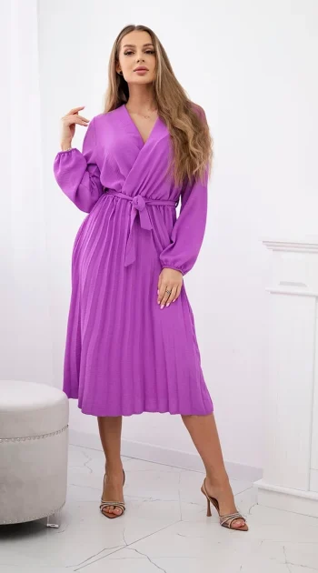 rochie-midi-plisata-mov-cu-cordon-in-talie