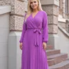 rochie-midi-plisata-mov-cu-cordon-in-talie