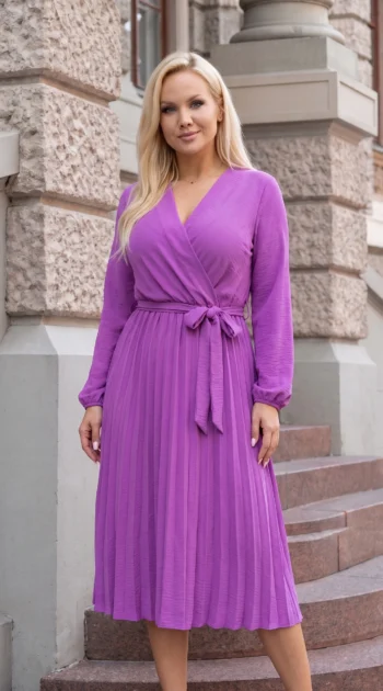 rochie-midi-plisata-mov-cu-cordon-in-talie