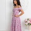 rochie-midi-retro-cu-imprimeu-floral-umerii-lasati-si-cordon-la-spate