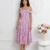 rochie-midi-retro-cu-imprimeu-floral-umerii-lasati-si-cordon-la-spate