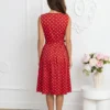 rochie-midi-rosie-din-bumbac-cu-buline-si-cordon-in-talie