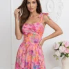 rochie-midi-roz-cu-imprimeu-floral-multicolor-si-bretele-cu-funda