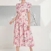 rochie-midi-roz-cu-imprimeu-floral-si-maneci-bufante