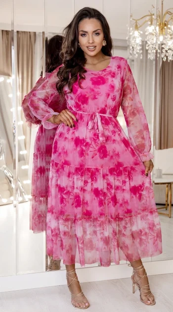 rochie-midi-roz-cu-imprimeu-si-maneci-bufante