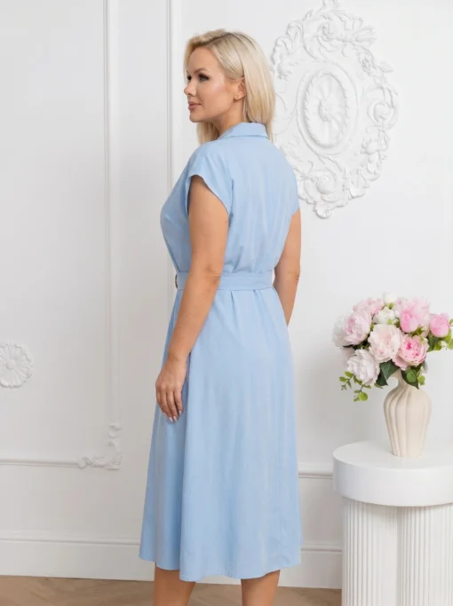 rochie-midi-tip-camasa-bleu-cu-guler-rever-si-cordon-cu-catarama