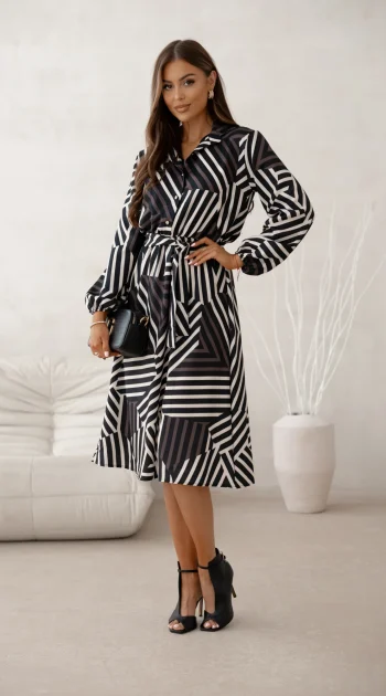 rochie-midi-tip-camasa-cu-imprimeu-geometric