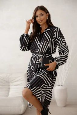 Rochie midi tip camasa cu imprimeu geometric