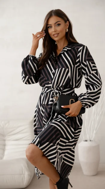 rochie-midi-tip-camasa-cu-imprimeu-geometric