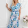 rochie-midi-vaporoasa-albastra-cu-imprimeu-floral-si-cu-decolteu-petrecut