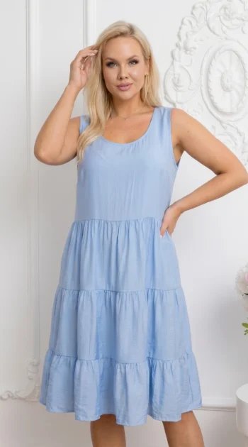 rochie-midi-vaporoasa-bleu-de-vara-cu-volane