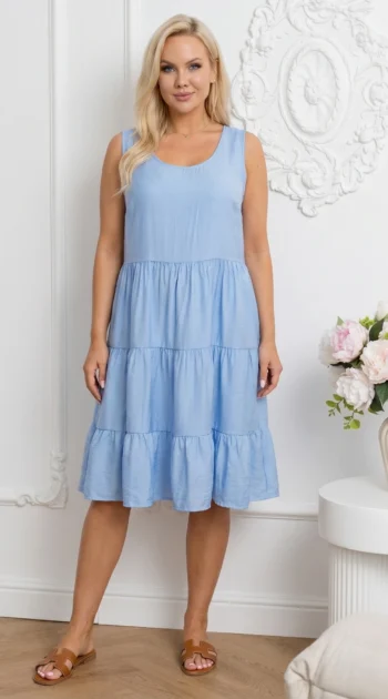 rochie-midi-vaporoasa-bleu-de-vara-cu-volane