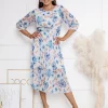 rochie-midi-vaporoasa-cu-imprimeu-floral-albastru-si-bej