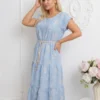 rochie-midi-vaporoasa-cu-imprimeu-frunze-volane-si-cordon-impletit