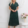 rochie-midi-verde-din-vascoza-cu-buline-si-decolteu-petrecut