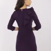 rochie-mov-inchis-eleganta-cu-volan-decorativ-si-maneca-trei-sferturi