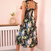 rochie-neagra-cu-imprimeu-floral-multicolor-si-bretele