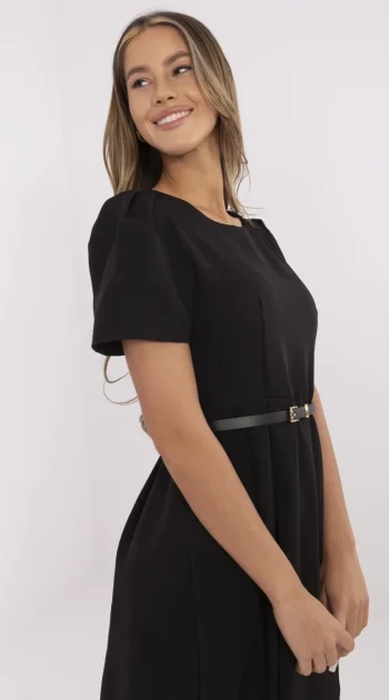 rochie-neagra-midi-cu-maneci-scurte-si-curea-in-talie