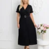 rochie-neagra-plisata-midi-cu-curea-in-talie-si-decolteu-in-v