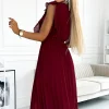 rochie-plisata-burgundy-cu-volane-decolteu-petrecut-si-cordon
