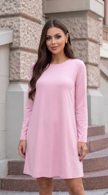 rochie-roz-din-vascoza-cu-croiala-lejera