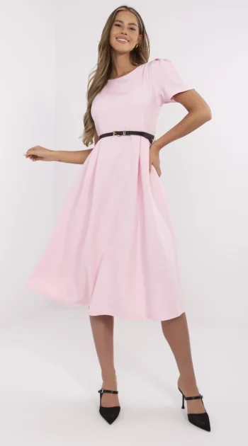 rochie-roz-pudra-midi-cu-maneci-scurte-si-curea-in-talie