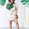 rochie-scurta-bej-cu-cordon-in-talie-si-maneci-lejere