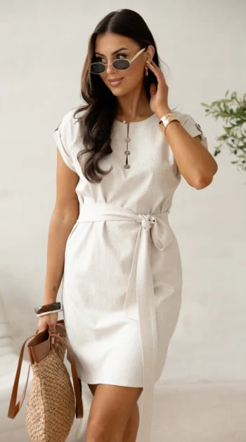 rochie-scurta-bej-din-in-cu-cordon-in-talie