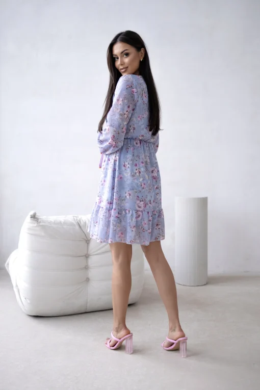rochie-scurta-bleu-cu-imprimeu-floral-si-decolteu-in-v