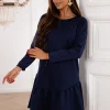 rochie-scurta-bleumarin-cu-volan-si-maneci-lungi